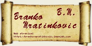 Branko Mratinković vizit kartica
